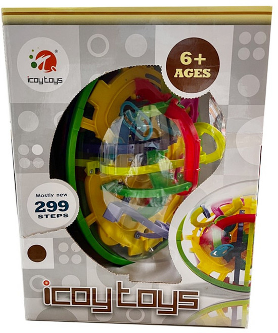 icoytoys 299關 3D立體智力迷宮球 益智玩具 適合6歲以上, 1個, Multicolor