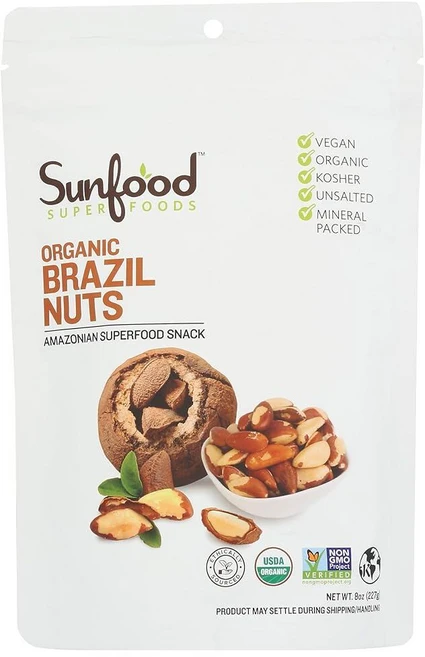 Sunfood Superfoods Raw Organic 브라질 너트 - 브라질 너트 유기농 생 브라질 너트 무염 훌륭한 단백질 공급원 USDA 유기농 GMO 프리 비, 226.8g, 1개 - 쿠팡