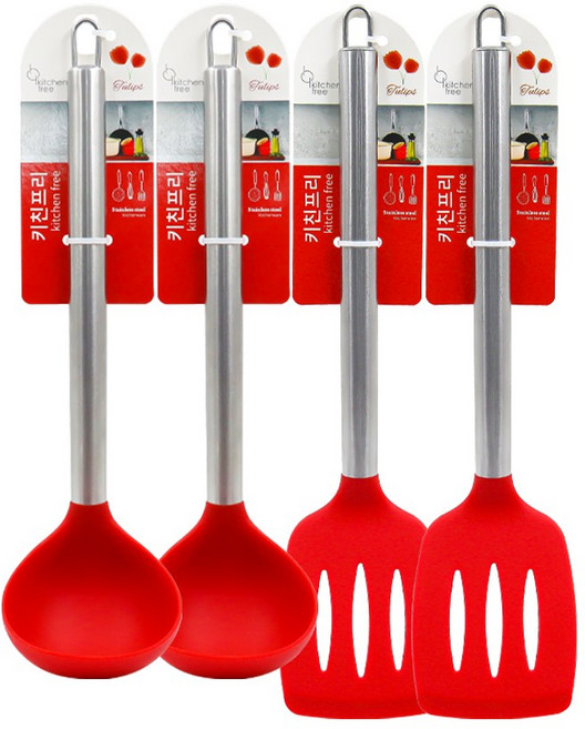 키친프리 실리콘 국자+뒤집게 세트, 2개