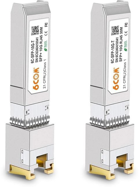 10팩 1.25G SFP-T 트랜시버 1000Base-T 기가비트 SFP 구리 RJ45 모듈 Ubiquiti UF-RJ45-1G Mikrotik D-Link Superm, 2 Pack, 1.25/2.5/5/10GBase-T: 30m