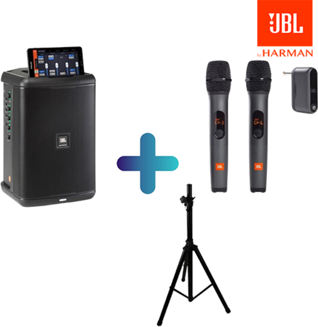 JBL 올인원 포터블 스피커 EON ONE COMPACT+AS3 무선마이크+스피커스탠드 세트+AS3 전용파우치증정 [올인원패키지]