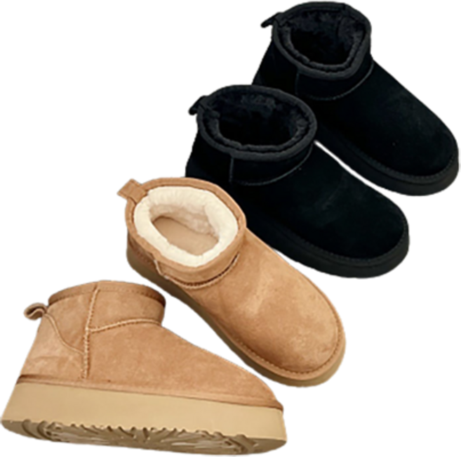 슈뿐(Shuppun) 스웨이드 플랫폼 양털숏부츠 키높이 털방한부츠(4.5cm)