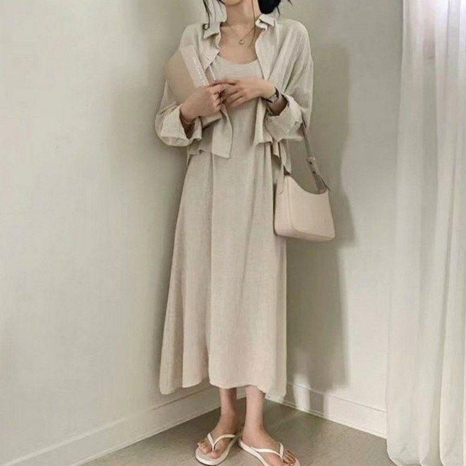 아이엠몽 여성 루즈핏 셔츠 원피스 투피스