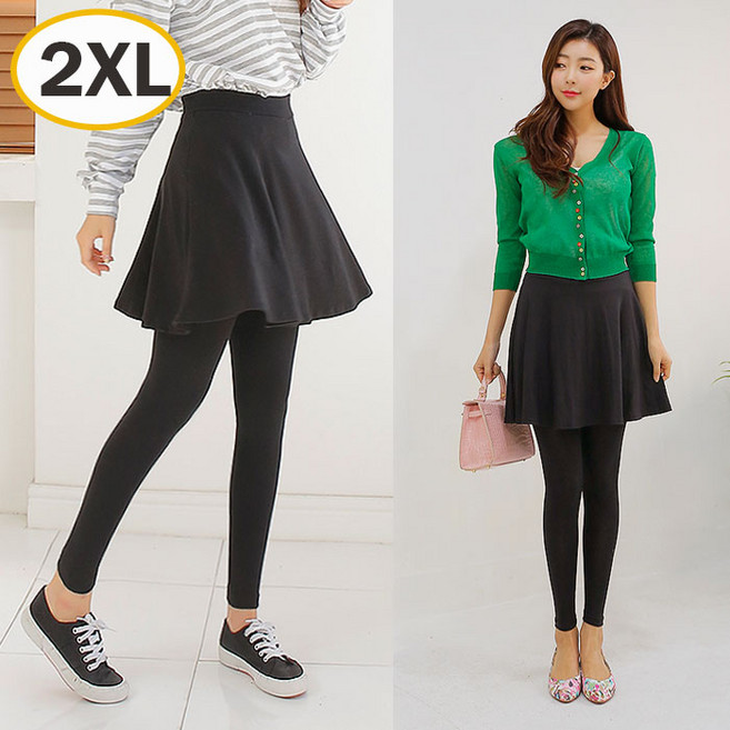 제이피플 여성용 4부플레어치렝스 국내산제작 면 코튼 밴딩 치마레깅스 플레어치마 빅사이즈