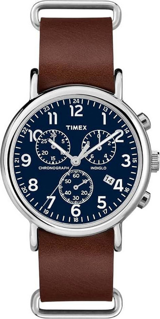 Timex 남성용 위켄더 40mm 시계 탠/실버톤/크림