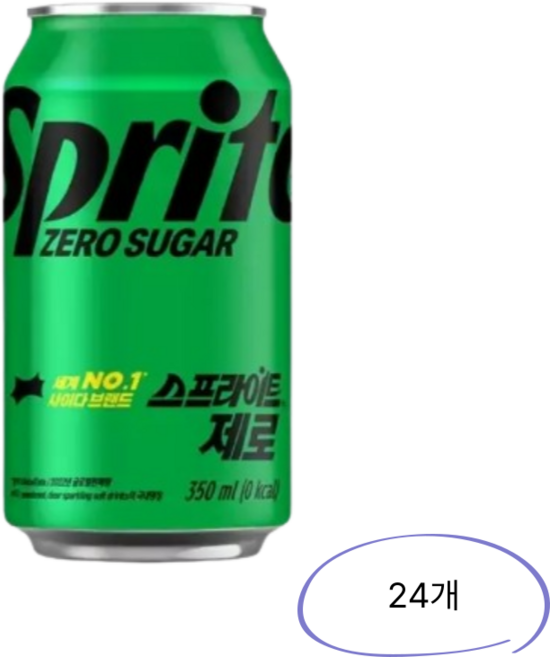스프라이트 제로 무설탕 탄산음료 350ml 24캔, 24개