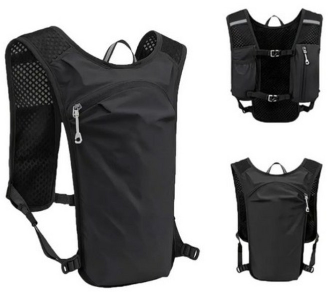 초경량 스포츠 베스트 백팩 러닝 조끼, 1개, 블랙