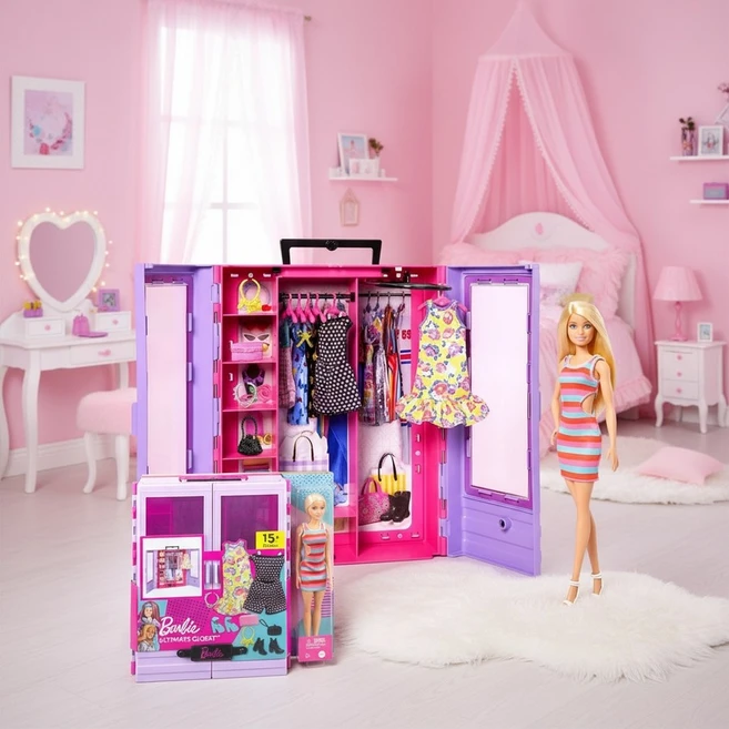 Barbie 바비인형 패셔니스타 드레스룸 퍼플 옷장세트 장난감 옷입히기 패션놀이 HJL66 - 쿠팡