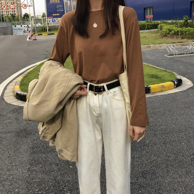 小蘭優購 韓版女長袖T恤 寬鬆顯瘦