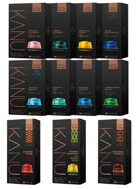 카누 머신전용 캡슐 브라이트가든 외 5종+아이스 2종+싱글오리진 예가체프 외 2종 (총11팩), 1개, 9.5g, 10개입