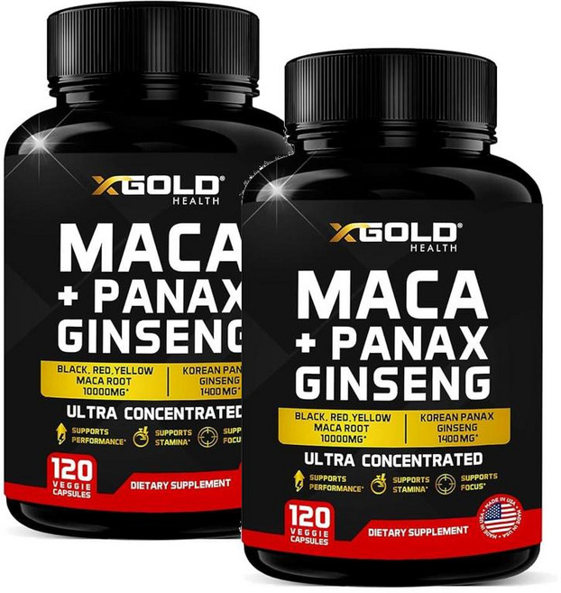 엑스골드헬스 마카 10000mg 파낙스 진생 1400mg 캡슐 X Gold Health Maca Panax Ginseng, 2개, 120정