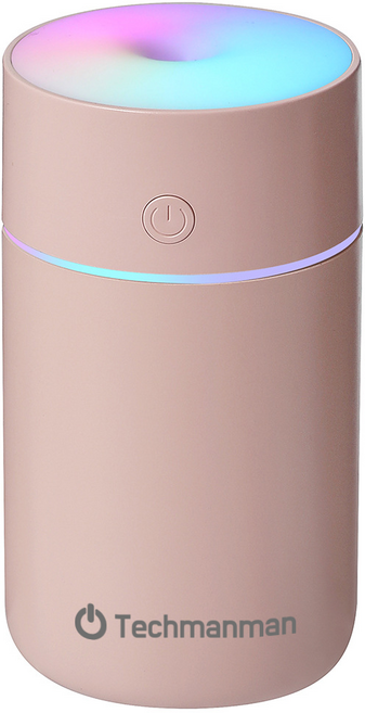 테크만만 무선 차량용 C타입 충전식 저소음 미니 가습기, 핑크