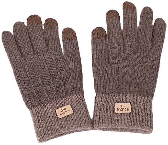 여성용 투톤라벨 니트장갑 스마트폰터치 기모 털장갑 JUN팩토리, 차콜, 1개