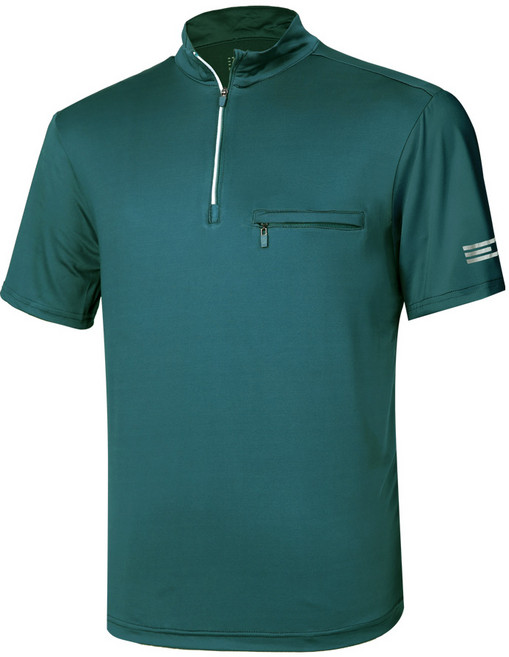 [이지바이] 남성 냉감 하프집업 가슴포켓 반팔 티셔츠_작업복 써머라이즈