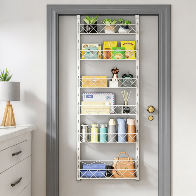 더디테일 문걸이 수납 선반 틈새 문뒤 수납장 화장실 욕실 방 6단, 1개, 회이트