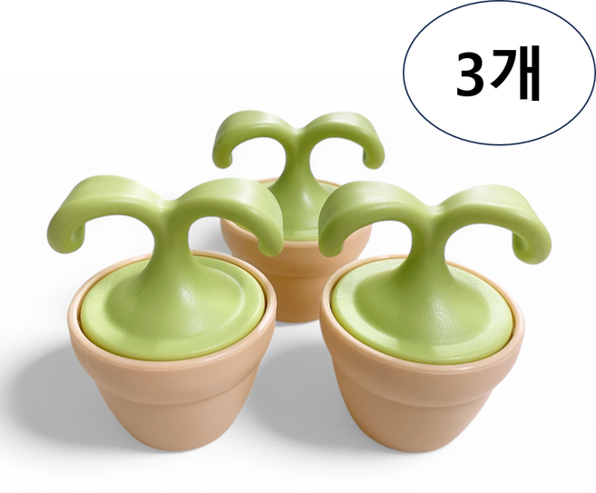 루나리에 새싹 미니 마사지볼 화분 쿨링 마사지 지압볼 미니화분 스텐레스볼 휴대용, 그린, 3개