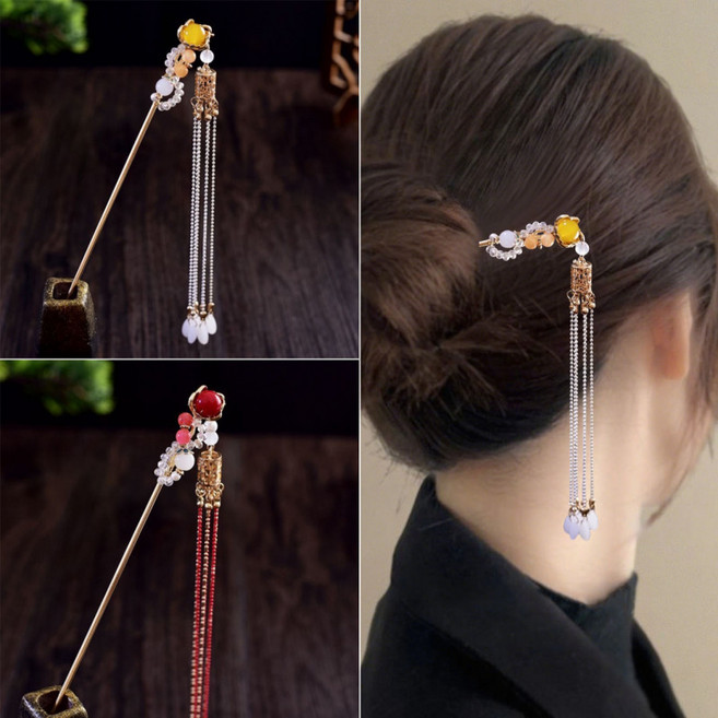 ZMBIRD 헤어 비녀 구슬 장식 롱 태슬 2종세트 N6157