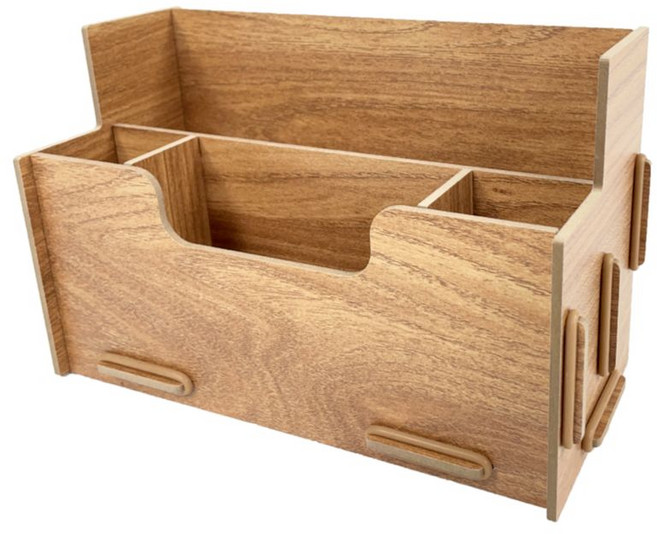 올지 필기구정리함 연필꽂이 사무실 펜꽂이 정리함 원목, 브라운