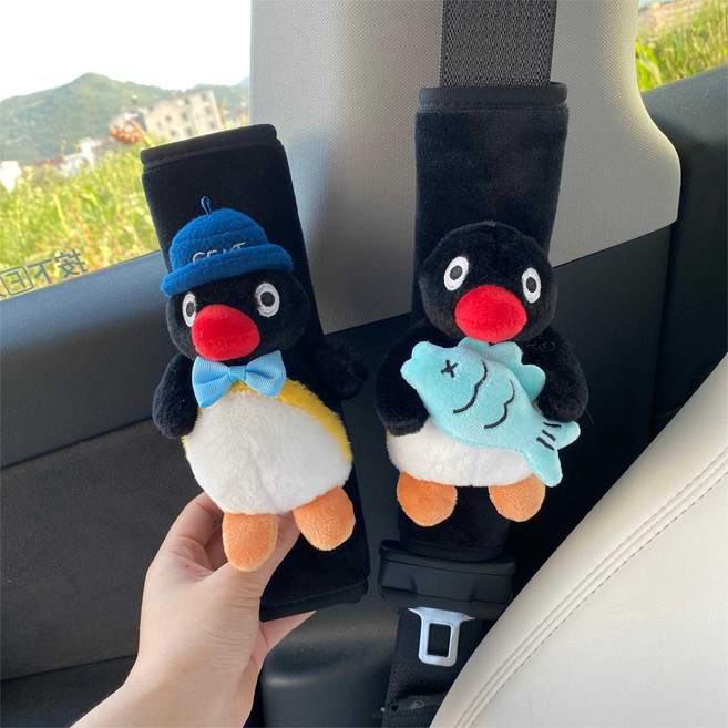 3종 귀여운 핑구 안전벨트커버 자동차장식품 차량용 장식인형, 1개