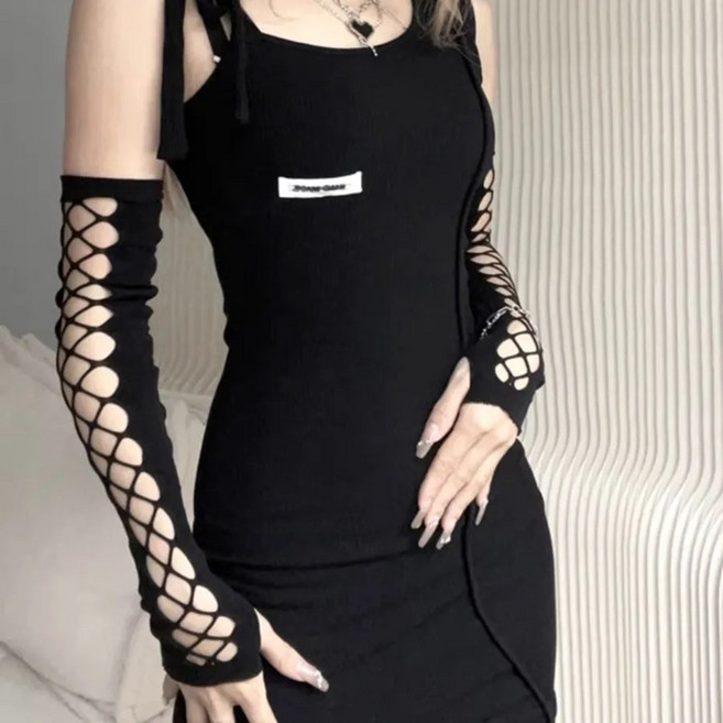 ROYALBELLE 여성 망사 손목 장갑 반지 디자인 섹시 스타일 트렌디 패션 손목 장갑 B0101202