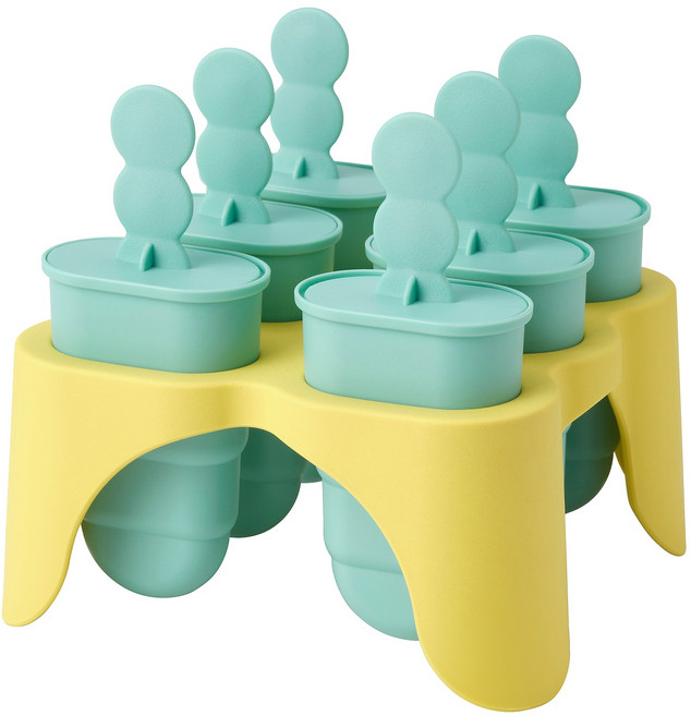 이케아 웁퓔드 아이스크림틀 몰드 6입 터쿼이즈/옐로, 1세트