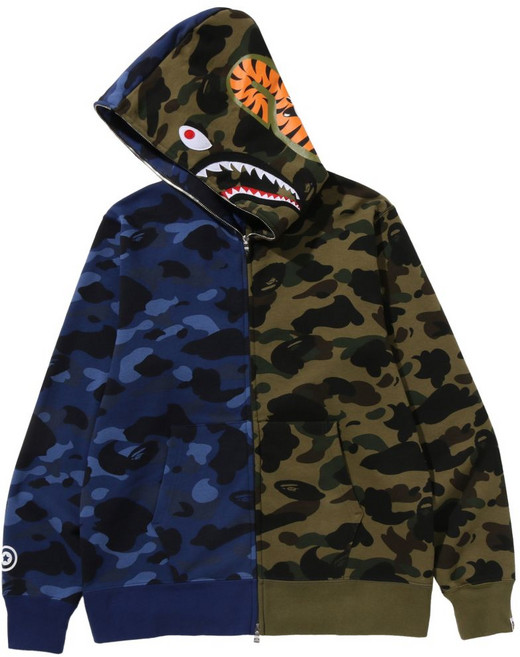 베이프 스플릿 카모 샤크 후드 집업