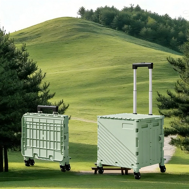 다기능 폴딩카트 대형 쇼핑카트 핸드카트+내부 수납 공간 40L, 민트 그린-4바퀴, 1개