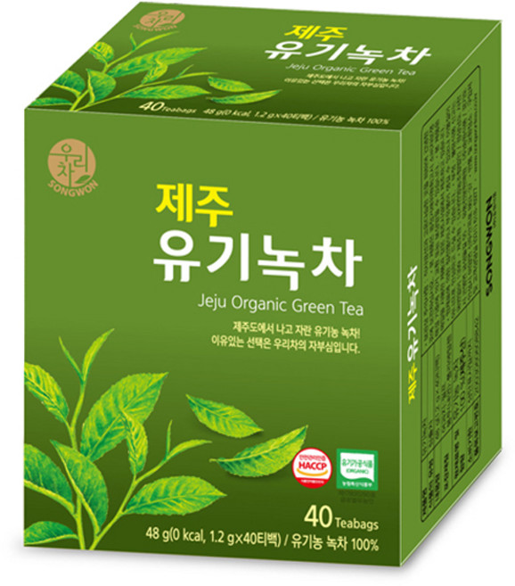 송원 제주 유기녹차 40티백, 1.2g, 40개입, 1개