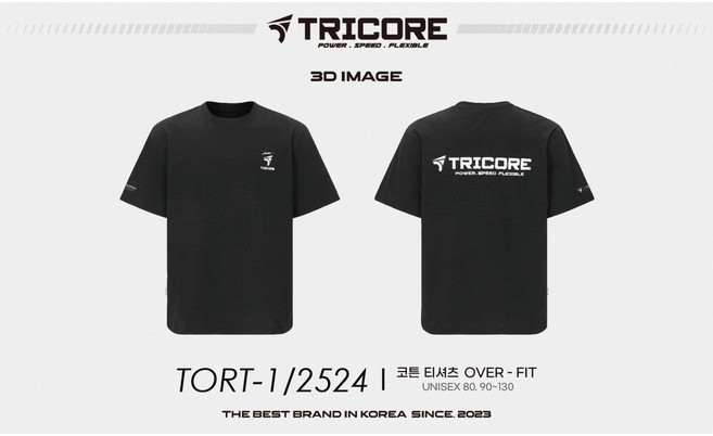 [Tricore] 트리코어 2025 신상티셔츠 오버핏티셔츠 TORT-1/2524 (BK) 배드민턴&탁구&스쿼시&테니스&스포츠&라온스포츠