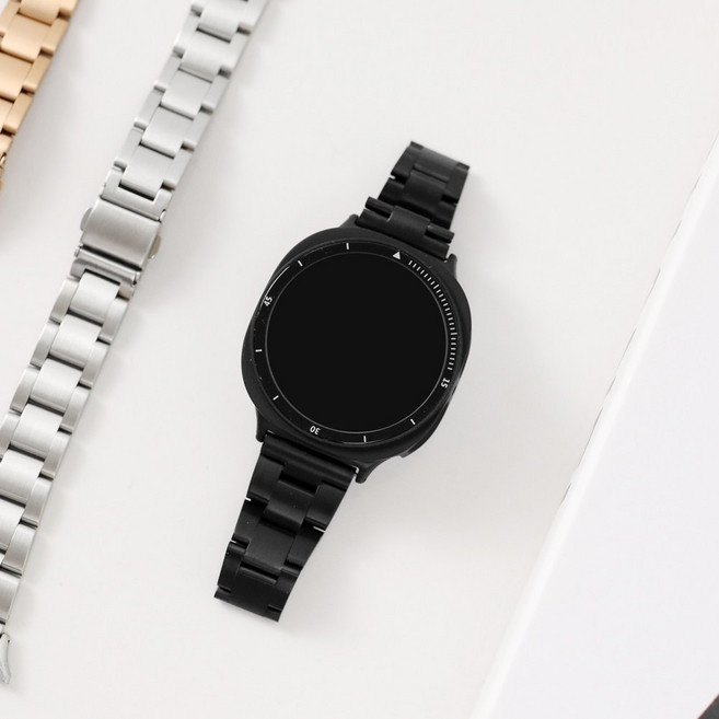 오르몽트 갤럭시워치8 7 6 5 4 3 호환 베이직 슬림 3선 메탈 스트랩 프로 클래식 액티브2 20mm 밴드 시계줄 줄질, 블랙