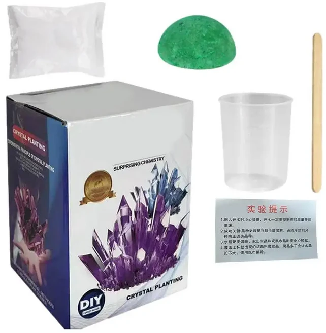 쿠쿠스토어 재미있는 크리스탈 성장 키트 유리 과학 실험 장난감 및 스트레스 해소 어린이 장식 흥미를 자, 03 Green, 01 CN