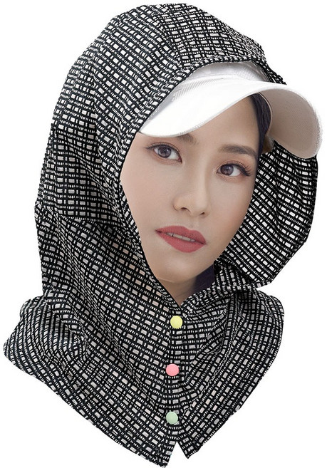 대경몰 100% 국산 최신 고급 후드형 쟈가드 남성 여성 얼굴햇빛가리개 골프 봄 여름 선가드 그늘막 햇빛가리개 낚시 등산 스포츠 필수품, 쟈가드-블랙, FREE (One Size), 1개