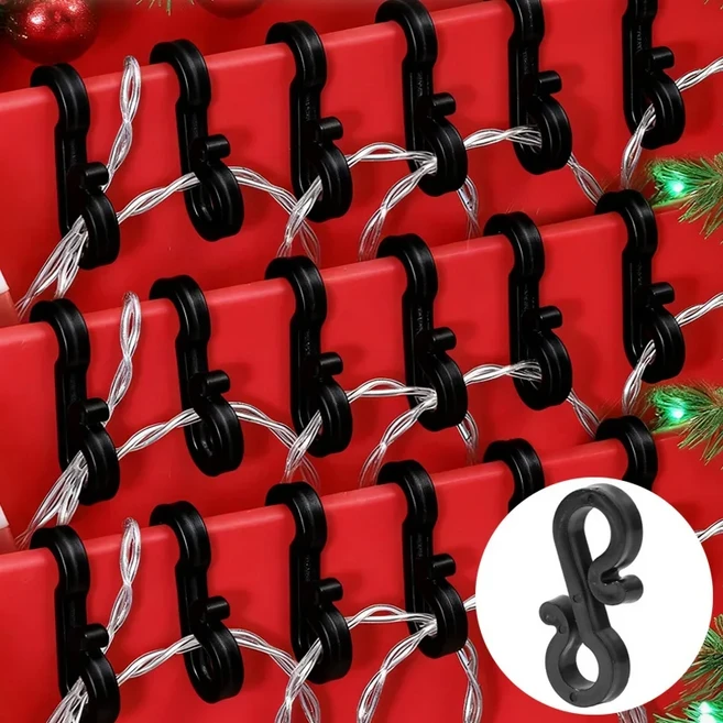 S자형 와이어 홀더 훅 스트링 라이트 클립 벽걸이 고정 클램프 홈 크리스마스 트리 볼 장식, 05 200pcs