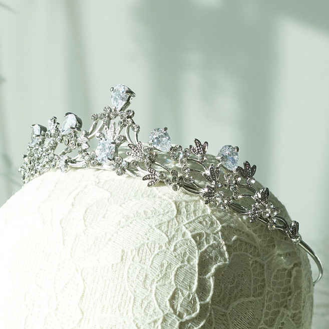 메리지엥 셀프 웨딩 티아라 왕관, 1개, 7. 미스티블루