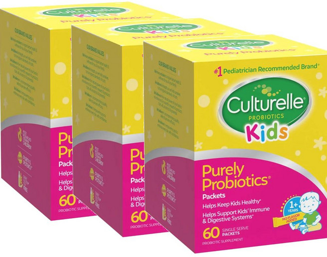 컬처렐 키즈 퓨얼리 프로바이오틱스 가루 스틱 60포입 Culturelle Kids Purely Probiotics, 60회분, 3개
