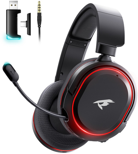 Picun G2 무선 게이밍 헤드셋 2.4GHz/Bluetooth 6.0/유선 3모드 5ms 저지연 7.1 서라운드 ENC 마이크 PC PS5 Switch 호환, 블랙, PICUN-G2