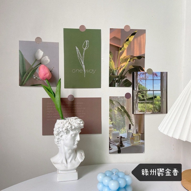 裝飾卡片套裝 ins風 北歐風 藝術照片牆 拍照道具 背景圖片明信片, 綠州鬱金香（6張）11.5*13.5cm
