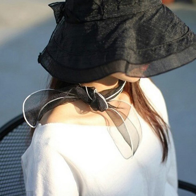 렌느 여성 봄 여름 망사 시스루 미니 사각 쁘띠 쉬폰 스카프