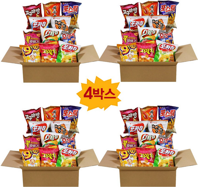 과자세트 오리온 농심 스낵모음 460g 맛있는과자 회사간식 간식박스, 4개