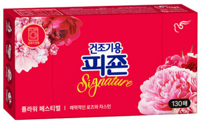 건조기용 피죤 드라이시트 섬유유연제 플라워페스티벌, 130매