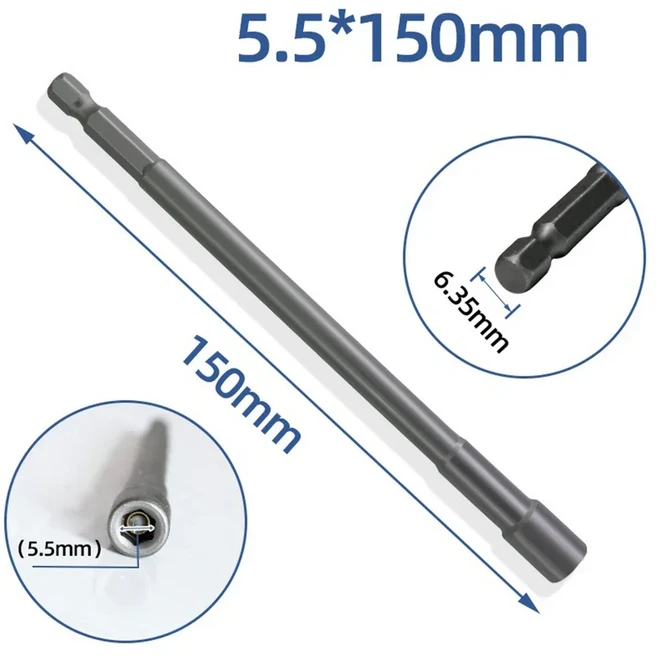 1PC 소켓 150mm 육각 너트 드라이버 드릴 비트 어댑터 5.5-19mm 전동 렌치 연장 슬리브 수리 수공구, 02 A