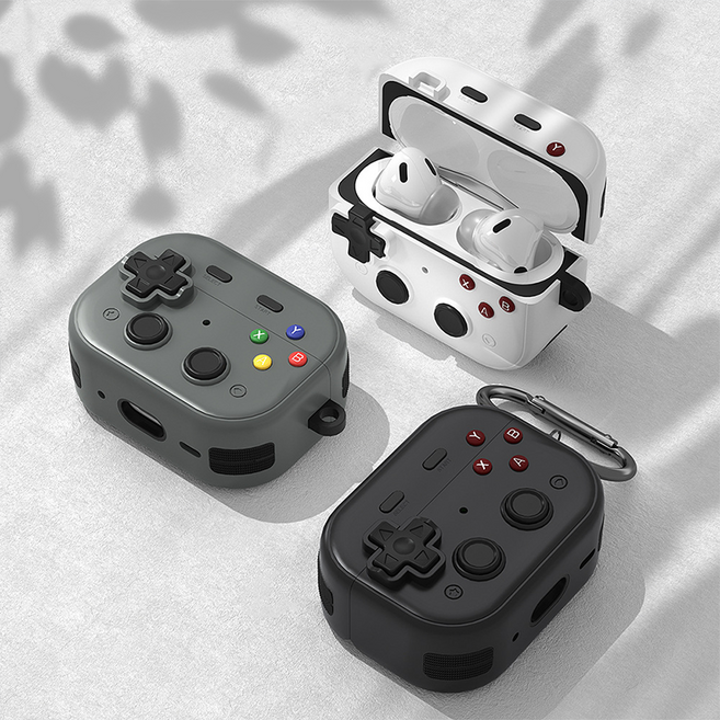 레오엘 에어팟케이스 분실방지 조이스틱 잠금기능, 화이트, 에어팟 4세대