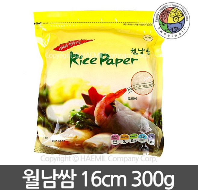 스위트웰 월남쌈(원형) 16cm 베트남산 함지쌈 라이스페이퍼 업소용 식자재 재료, 1개, 300g