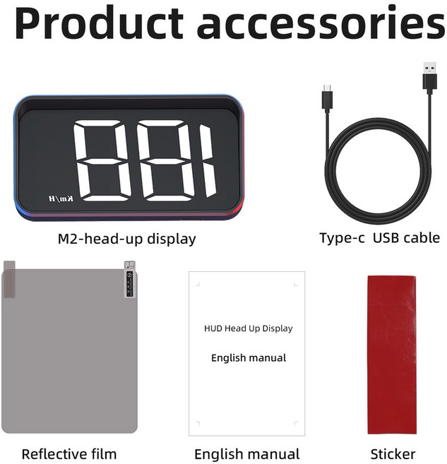 HUD 자동차 용 M2 GPS 자동 디지털 속도계 액세서리 헤드 업 디스플레이 전자 프로젝, 하얀색