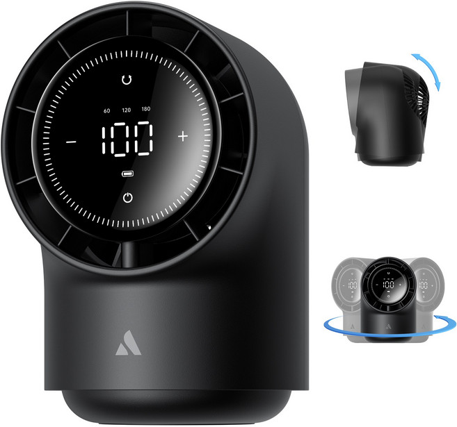 Aecooly 탁상용 선풍기 사무실 무선 선풍기 8000mAh 대용량 회전 BLDC 저소음 캠핑 책상용 선풍기, 블랙, 1개, Chic 01