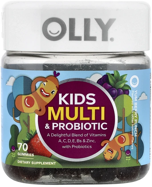 OLLY 키즈 멀티 + 프로바이오틱 얌 베리 펀치 구미젤리 70개, OLLY키즈멀티프로바이오틱얌베리펀치구미젤리70개, 1개 - 쿠팡