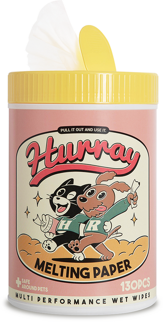 허레이 멜팅페이퍼 반려동물 물티슈 동물용의약외품 인증, 1개, 130개입