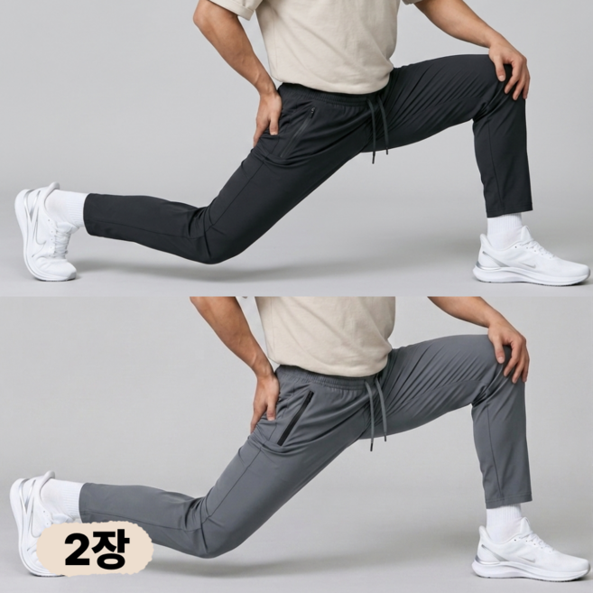 노룩스 남자 작업복바지 여름용 쿨 스판 1+1