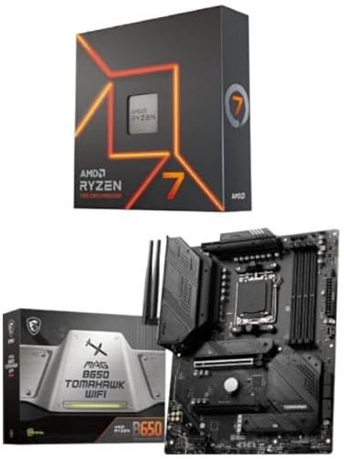 AMD 라이젠™ 7 7700X 8코어 MSI MAG B650 토마호크 WiFi 게이밍 마더보드, AMD Ryzen™ 7 7700X 8-Core + MS, 1개