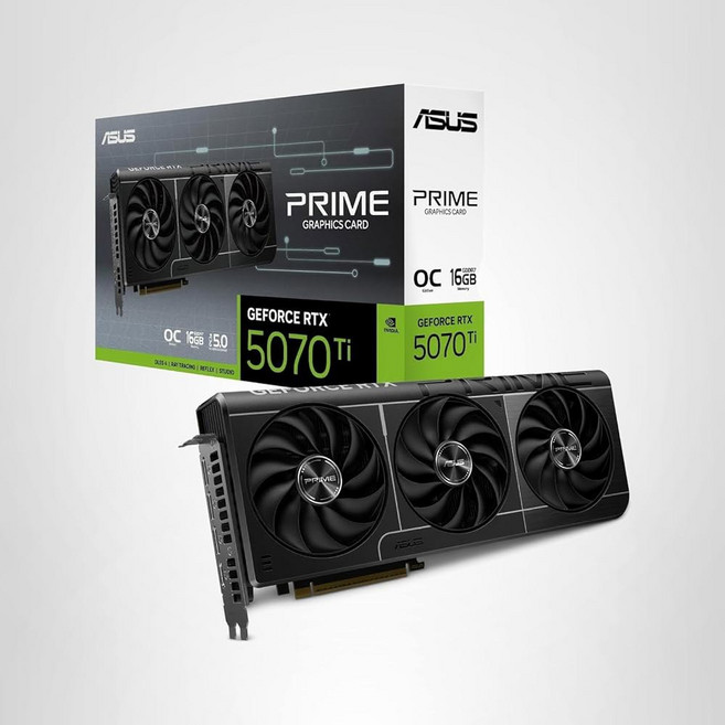 ASUS SFF 준비 프라임 지포스 RTX 5070 Ti OC 에디션 16GB GDDR7 그래픽 카드(PCIe 5.0 GDDR7 HDMI /DP 2.1 2.5 슬롯 축류
